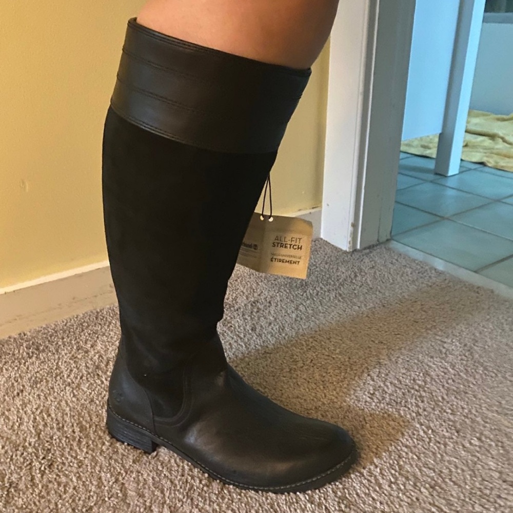 Unworn Black Timberland Tall Boots